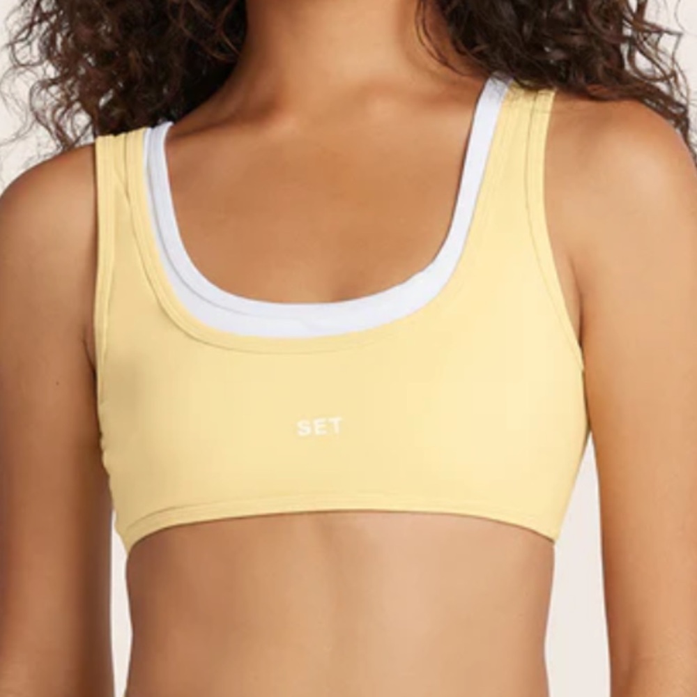NWT SET Active Butter Yellow Airluxe Layered Sports Bra
